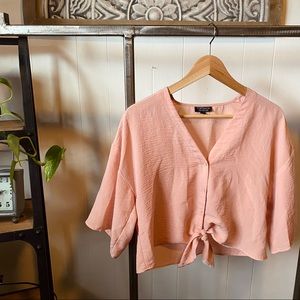 Topshop• Pink Cropped Top with front tie